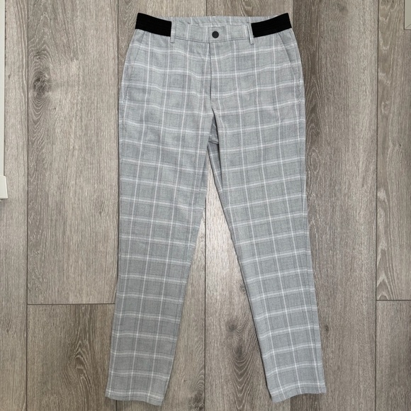 Zara Pants - ZARA ELASTIC WAISTBAND FLAT FRONT TAPERED PLAID TROUSER PANTS GREY MEDIUM